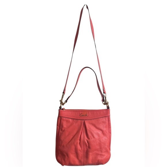 Coach Ashley Leather Convertible Hobo Bag - Coral Orange - Picture 7 of 15